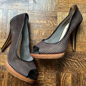 Longchamp Netted Leather High Heels